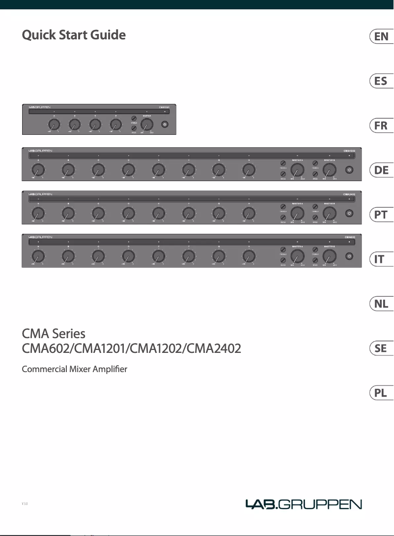 Page 1 de la notice Manuel utilisateur Lab Gruppen CMA602