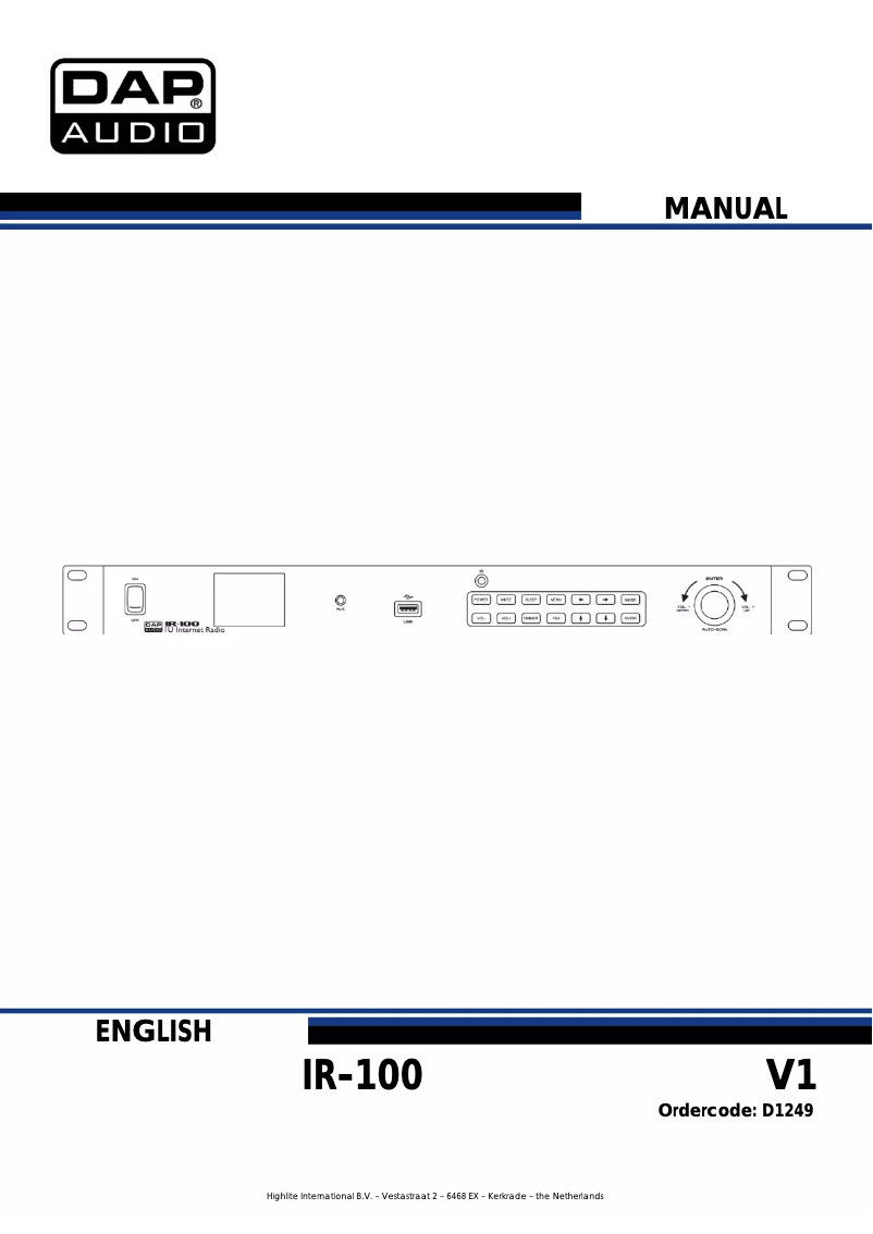 First page image of the manual for IR-100