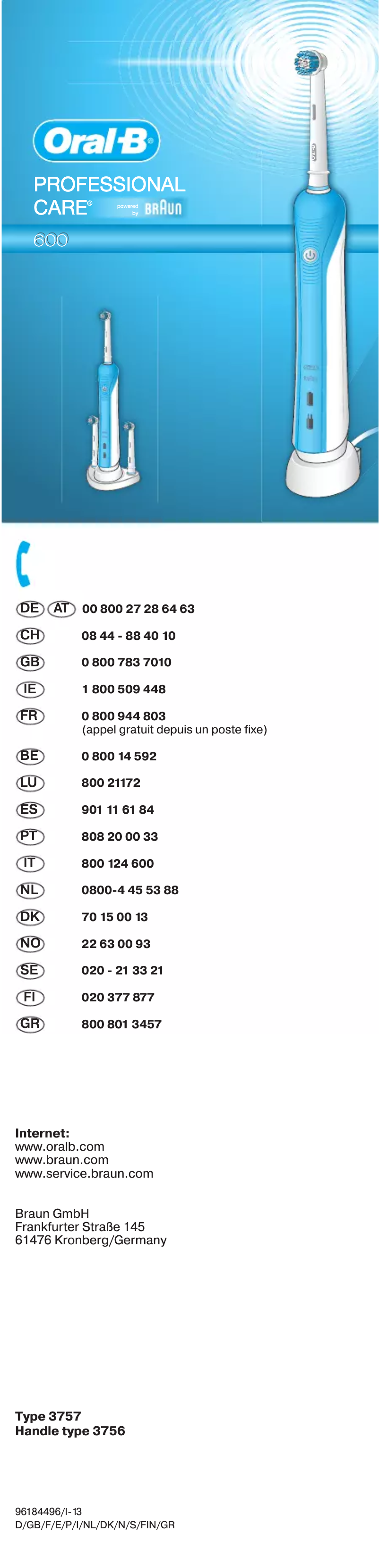 Page 1 de la notice Manuel utilisateur Oral-B Professional Care 600 Floss Action