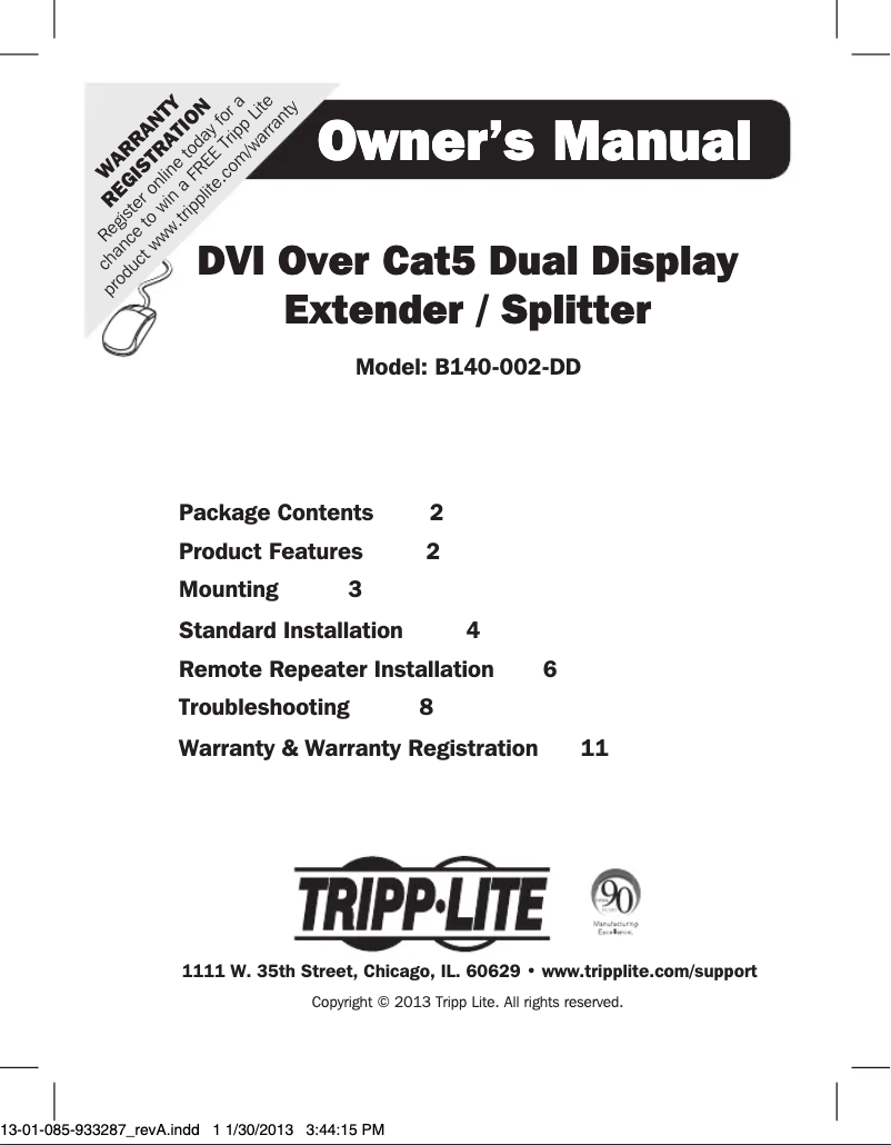 Page n°1 - Manuel utilisateur Tripp Lite B140-002-DD