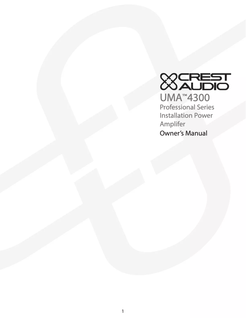 Page n°1 - Manuel utilisateur Crest Audio UMA 4300