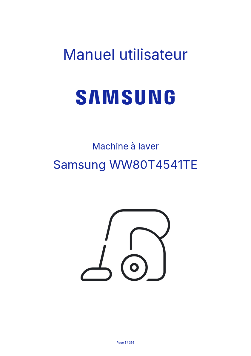 Page n°1 - Manuel utilisateur Samsung WW80T4541TE