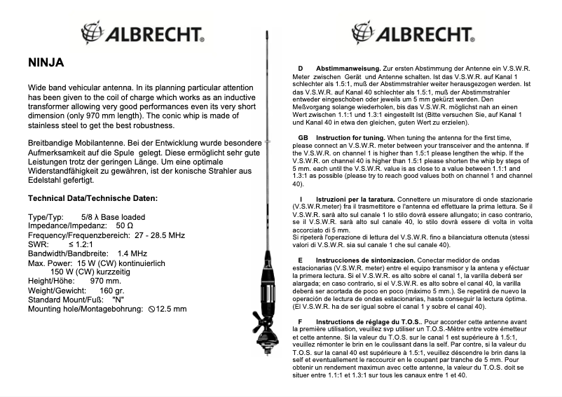 Página 1 del manual Manual de usuario Albrecht Ninja