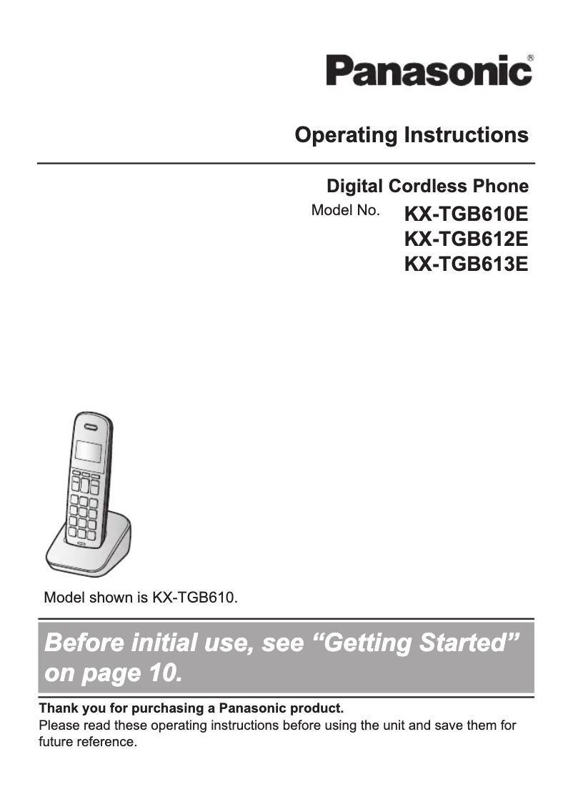 Page 1 de la notice Manuel utilisateur Panasonic KX-TGB613E
