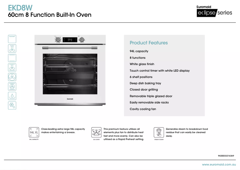 Page n°1 - Fiche technique Euromaid EKD8W