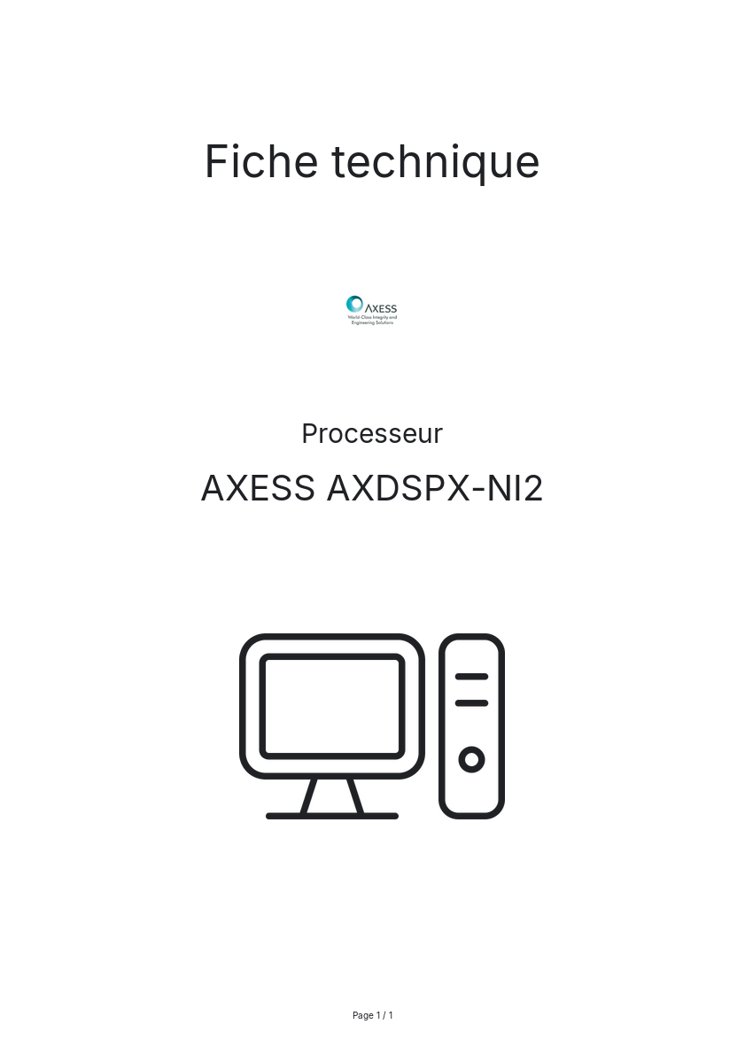 Image de la première page du manuel de l'appareil AXDSPX-NI2