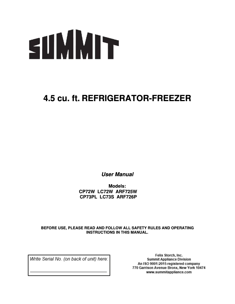 Image de la première page du manuel de l'appareil CP73PL