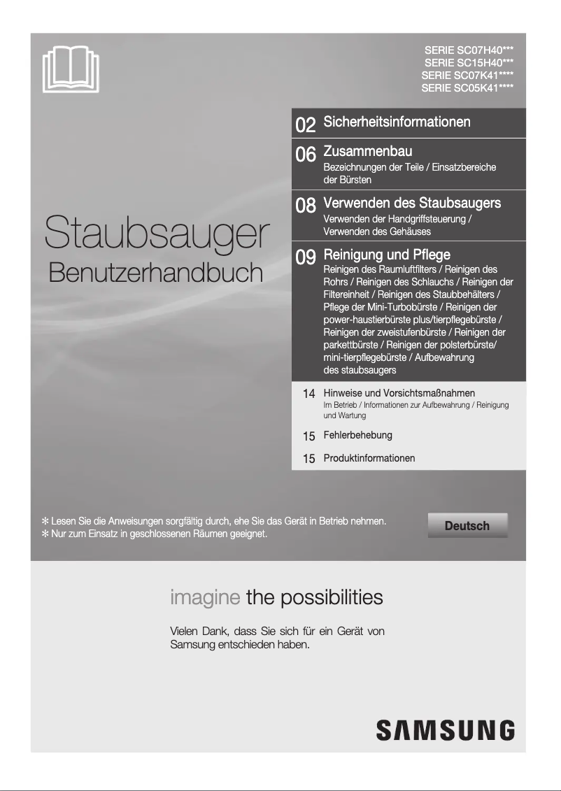 Page n°1 - Manuel utilisateur Samsung SC07K41H0HG