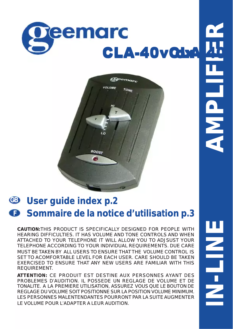 Image de la première page du manuel de l'appareil CLA40