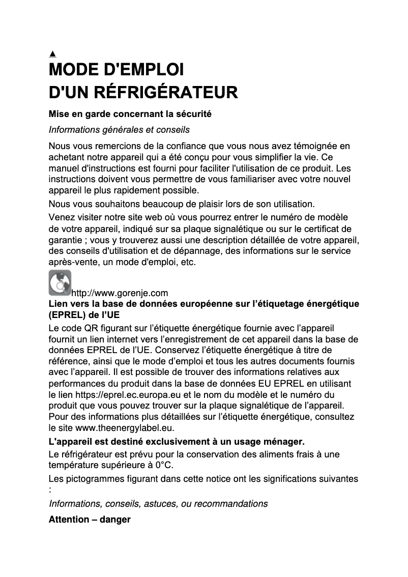 Image de la première page du manuel de l'appareil R619DAXL6