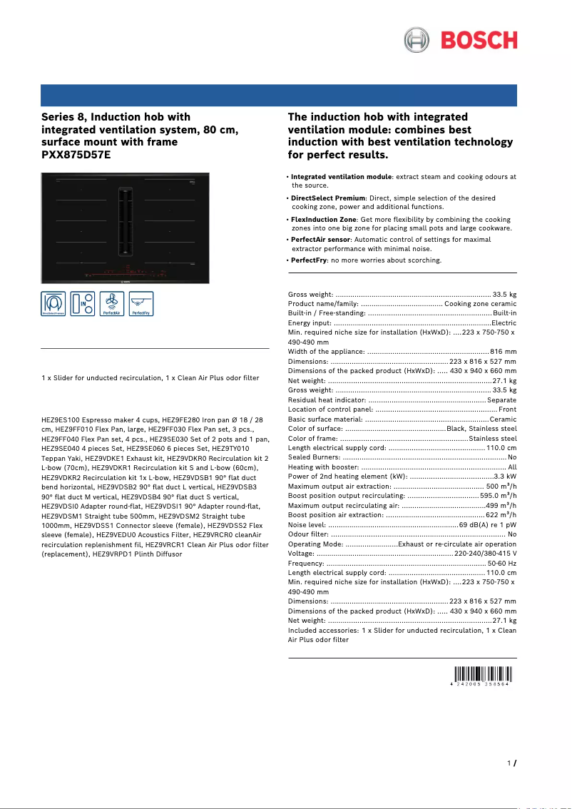 Image de la première page du manuel de l'appareil PXX875D57E