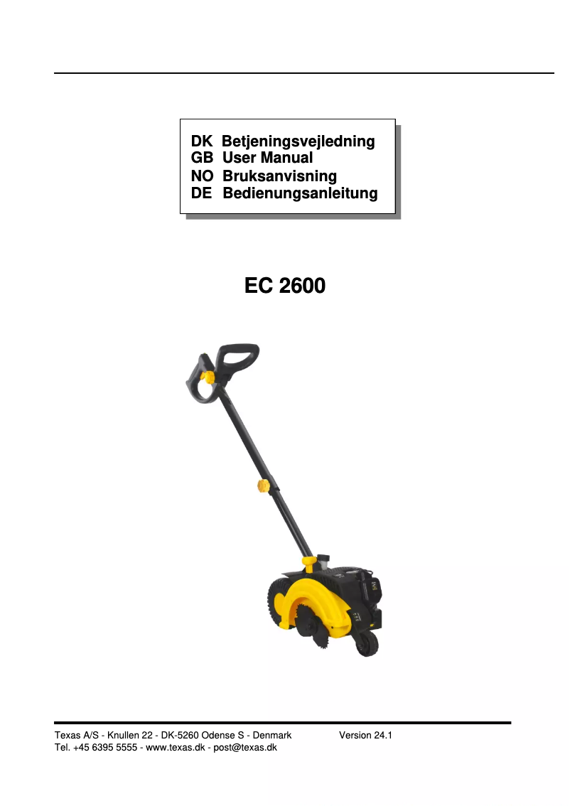 Page n°1 - Manuel utilisateur Texas EC1410