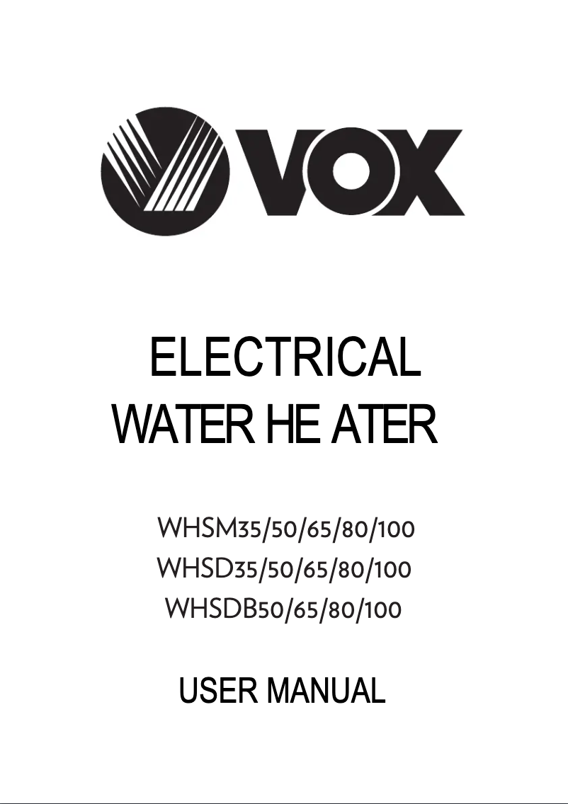 Página 1 del manual Manual de usuario VOX WHSDB50