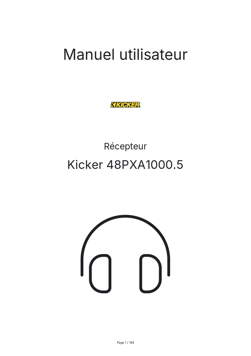 Page n°1 - Manuel utilisateur Kicker 48PXA1000.5