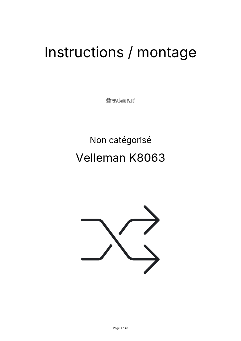 Image de la première page du manuel de l'appareil K8063