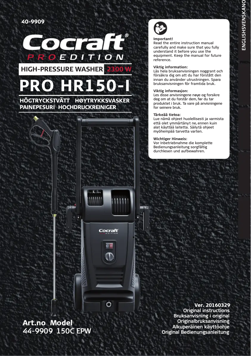 Page n°1 - Manuel utilisateur Cocraft PRO HR150-I