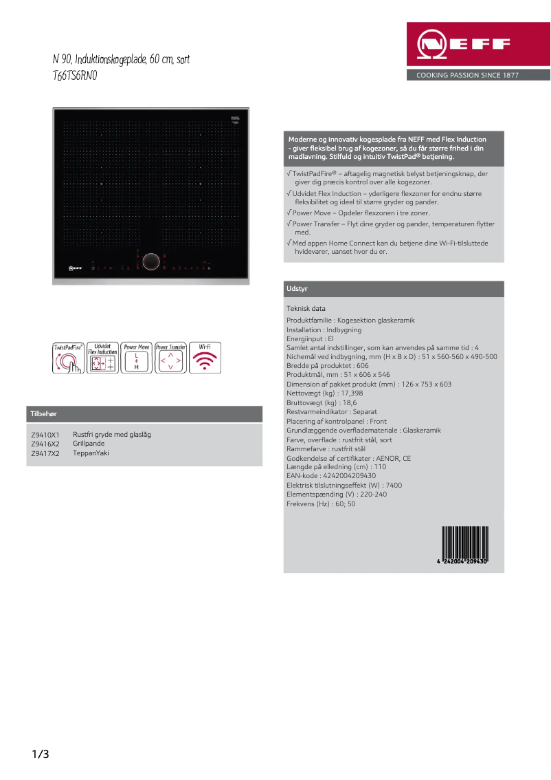 Page 1 de la notice Brochure Neff T66TS6RN0