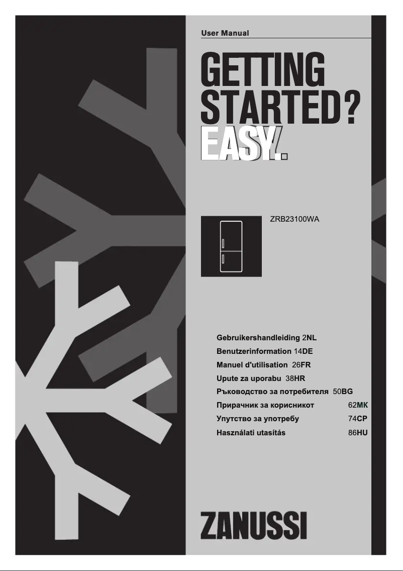 Page 1 de la notice Manuel utilisateur Zanussi ZRB23100WA