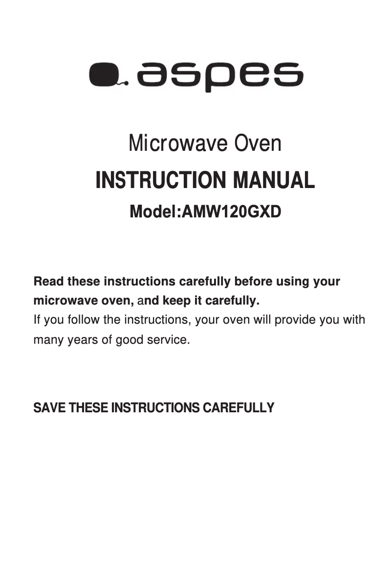 Page 1 de la notice Manuel utilisateur Aspes AMW120GXD