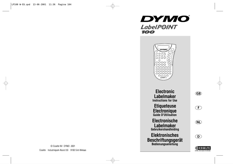 Page 1 de la notice Manuel utilisateur Dymo LabelManager 100