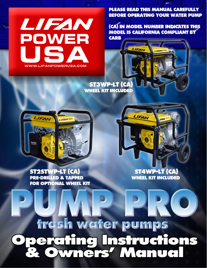 Page 1 de la notice Manuel utilisateur Lifan ST3TWP-LT