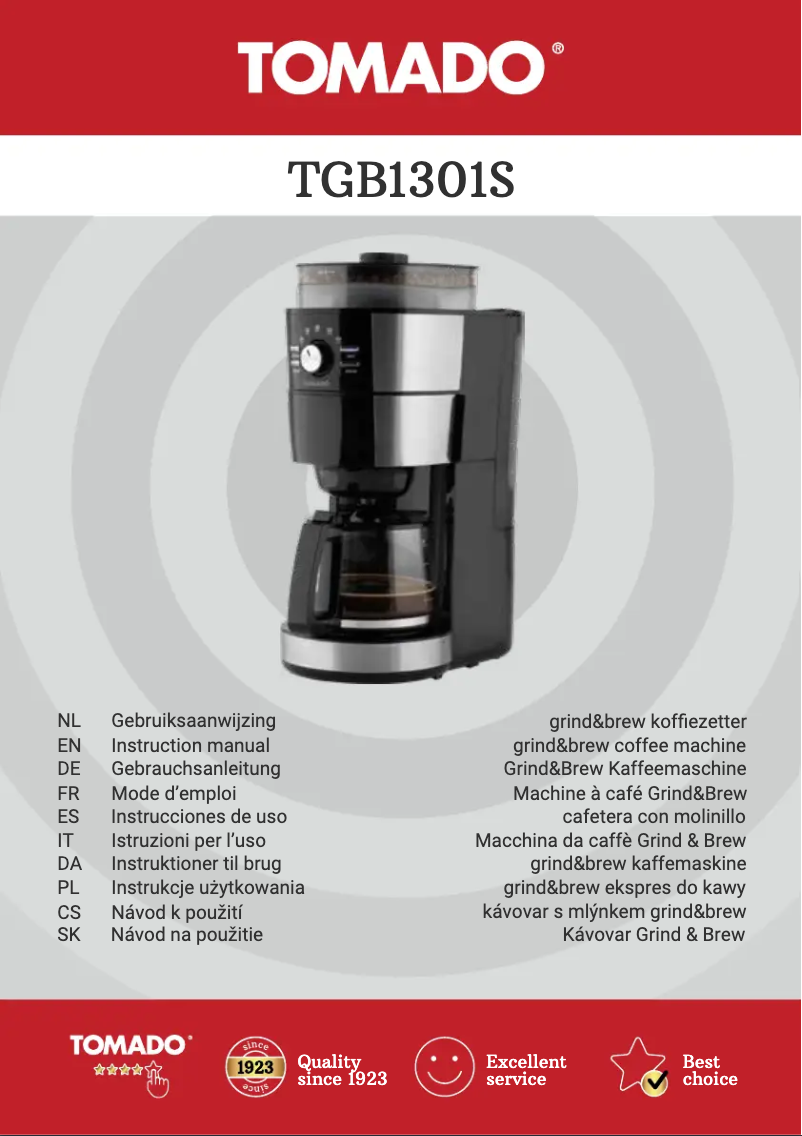 Image de la première page du manuel de l'appareil TGB1301S