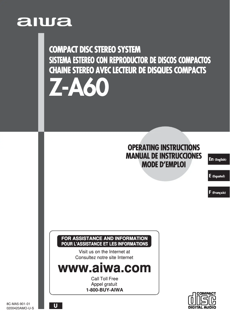 Page 1 de la notice Manuel utilisateur Aiwa Z-A60