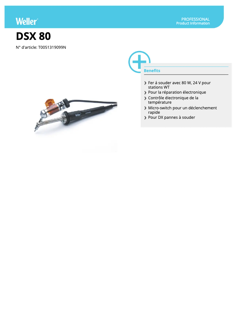 Page n°1 - Fiche technique Weller DSX 80