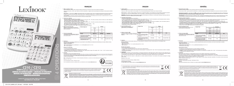 Page 1 de la notice Manuel utilisateur Lexibook C210 C212