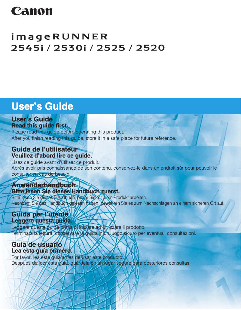 Page n°1 - Manuel utilisateur Canon imageRUNNER 2520