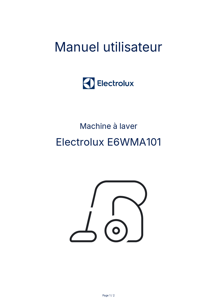 Page n°1 - Manuel utilisateur Electrolux E6WMA101