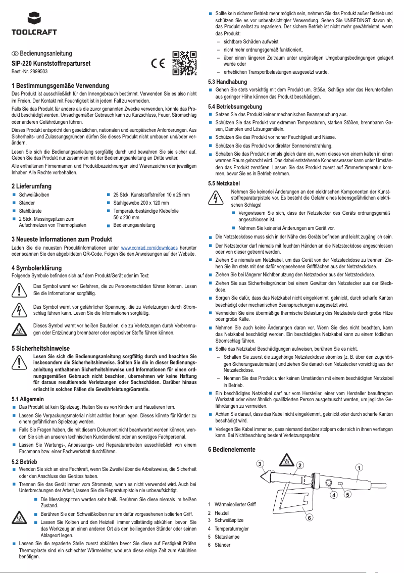 Page 1 de la notice Manuel utilisateur Toolcraft SIP-220