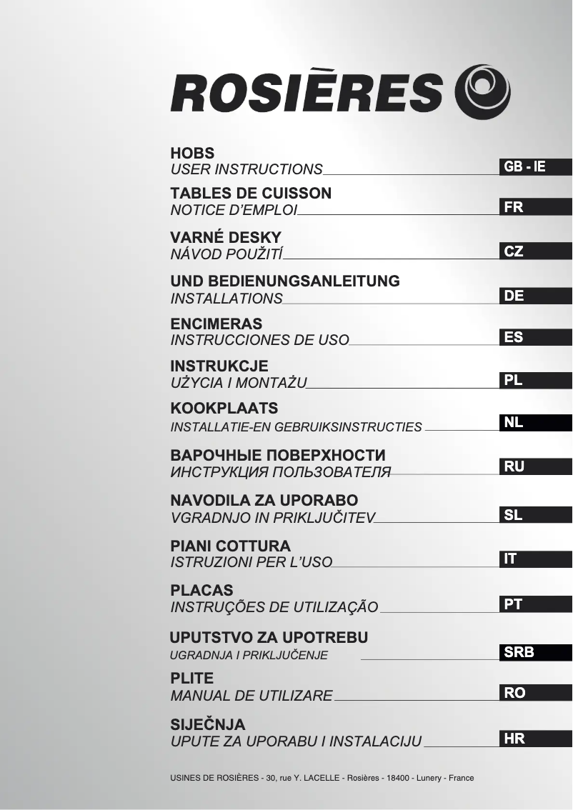 Página 1 del manual Manual de usuario Rosieres RGV 75 SQF PN