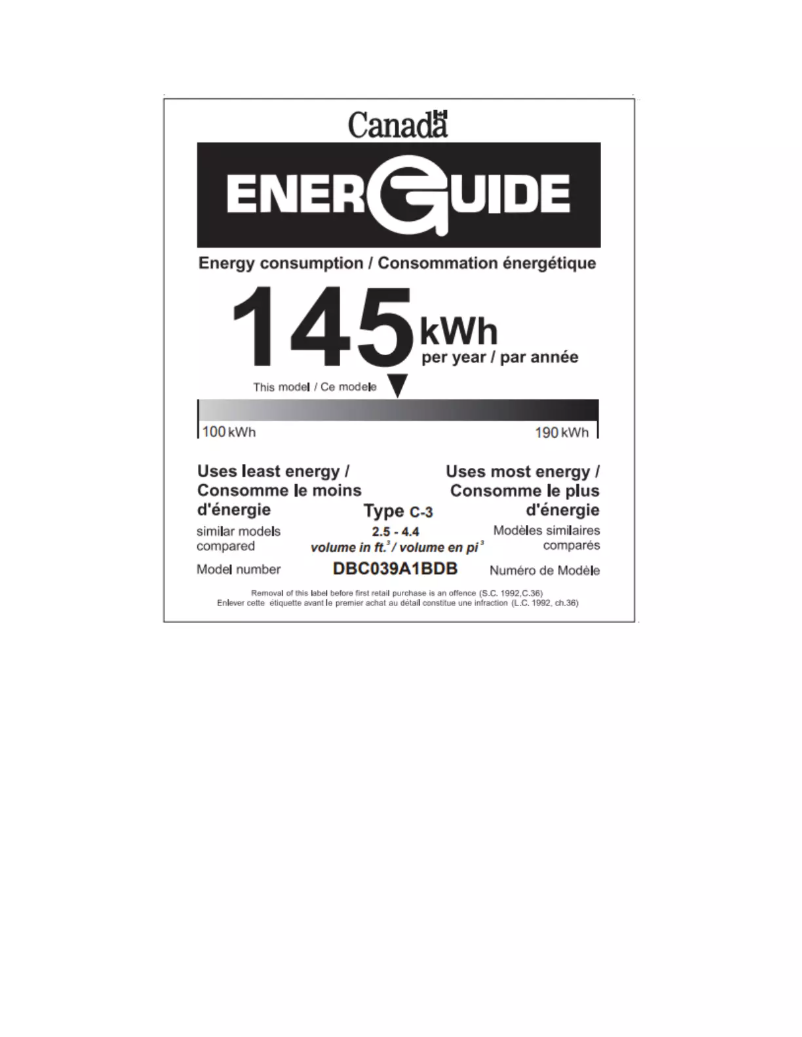 Página 1 del manual Etiqueta energética Danby DBC039A1BDB