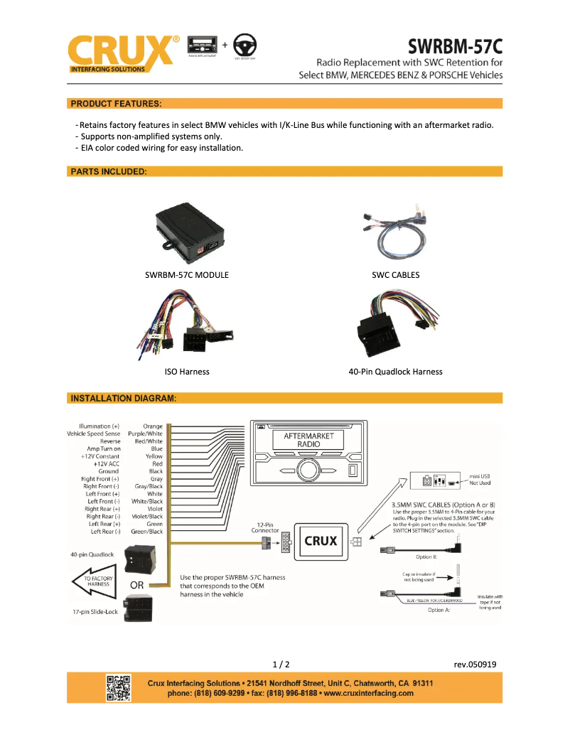 Image de la première page du manuel de l'appareil SWRBM-57C