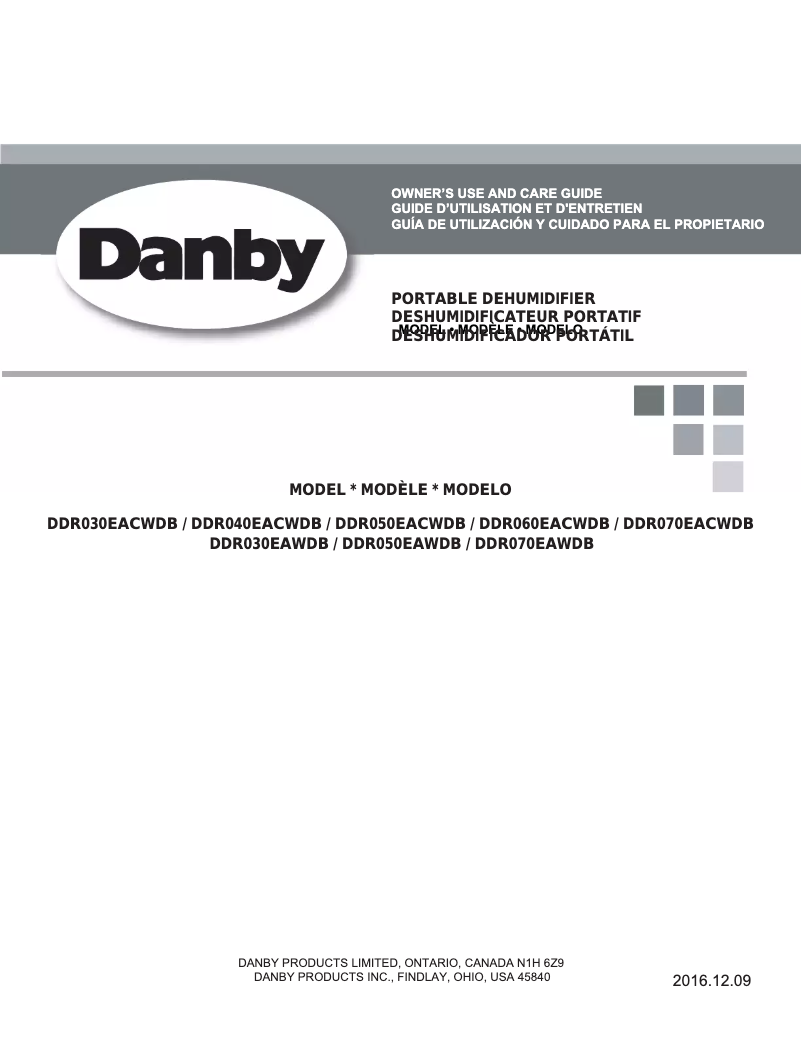 Page 1 de la notice Manuel utilisateur Danby DDR030EAWDB