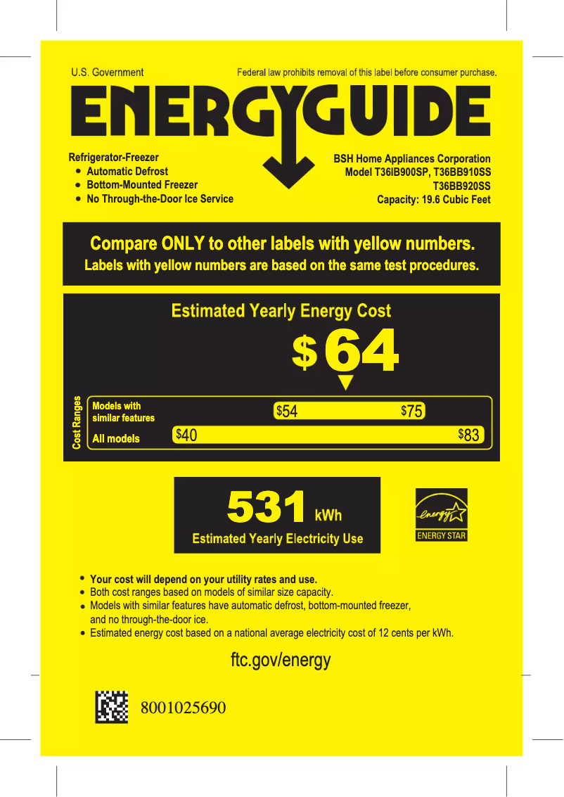 Page n°1 - Label énergétique Thermador T36BB910SS