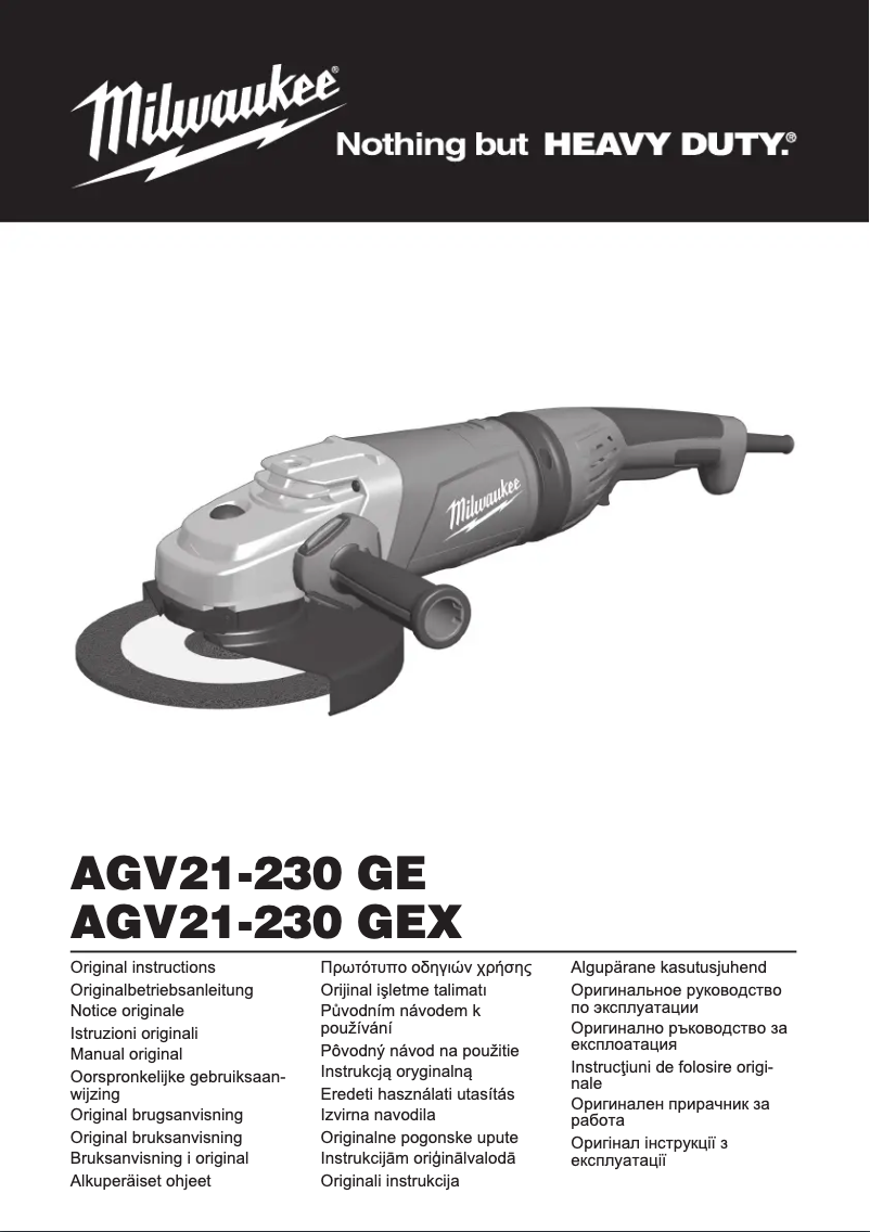 Page n°1 - Manuel utilisateur Milwaukee AGV 21-230 GEX