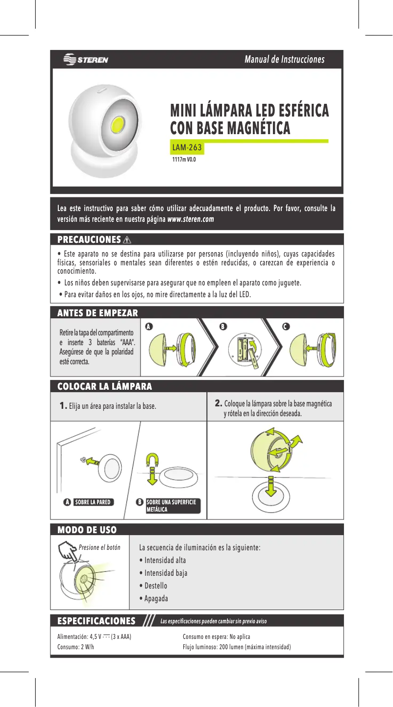 Image de la première page du manuel de l'appareil LAM-263