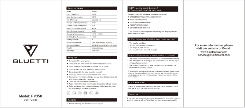 Page n°1 - Manuel utilisateur Bluetti PV350S