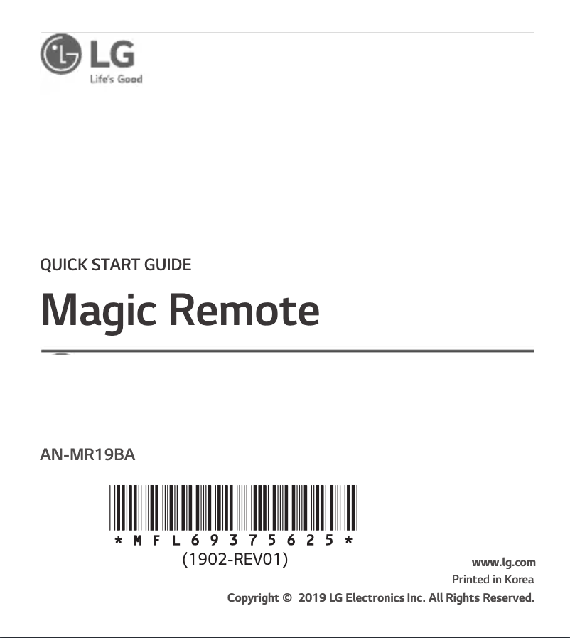 Page n°1 - Manuel utilisateur LG Magic Remote AN-MR18BA