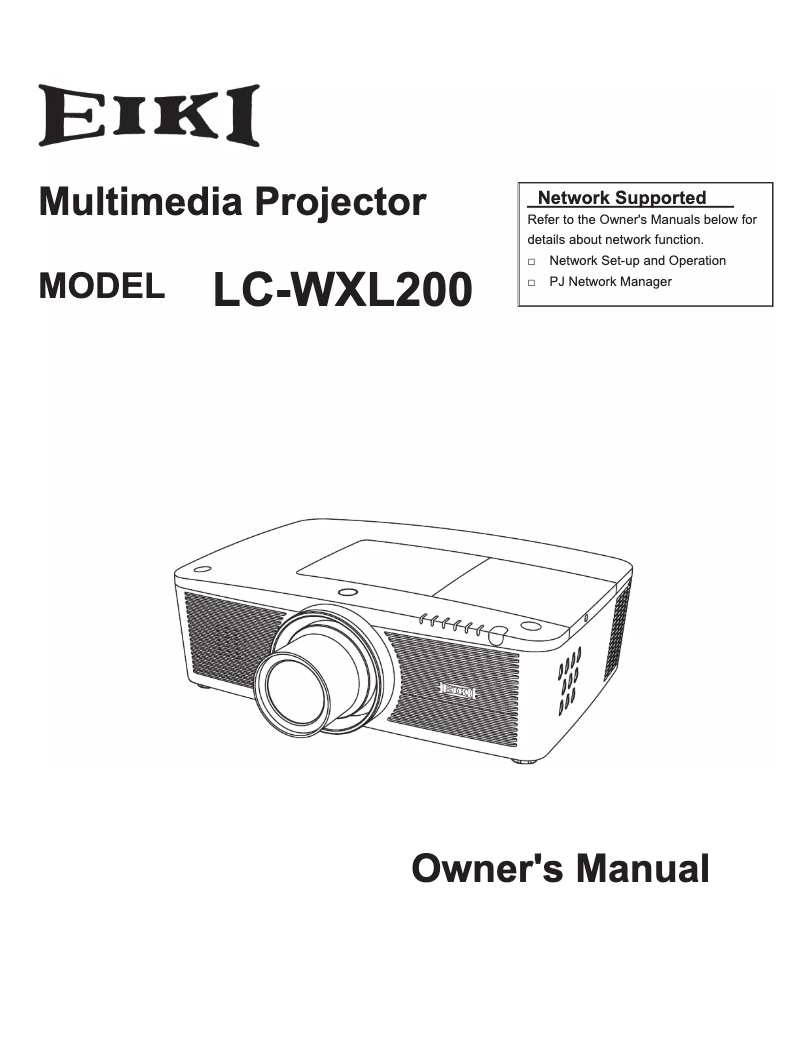 Page n°1 - Manuel utilisateur EIKI LC-WXL200
