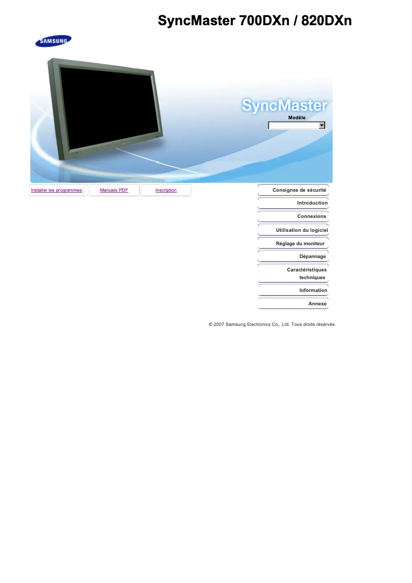 Page n°1 - Manuel utilisateur Samsung 700DX