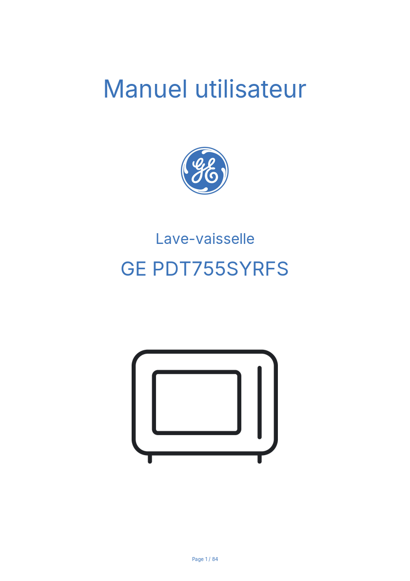 Page n°1 - Manuel utilisateur GE PDT755SYRFS