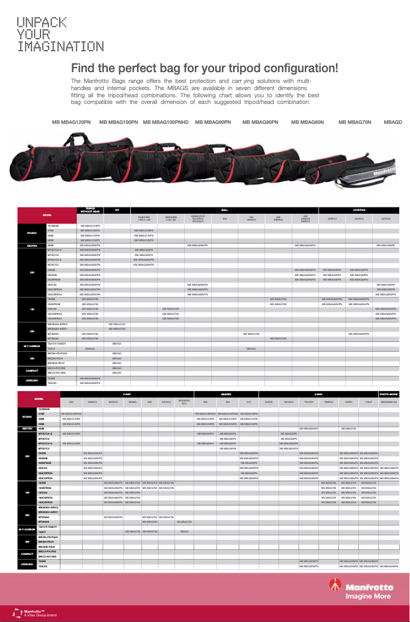 Page 1 de la notice Manuel utilisateur Manfrotto MBAG100PN