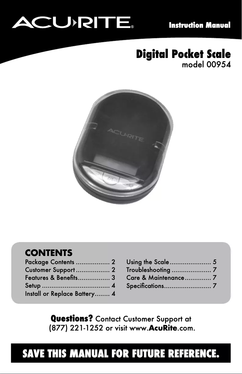 Page 1 de la notice Manuel utilisateur AcuRite 00954