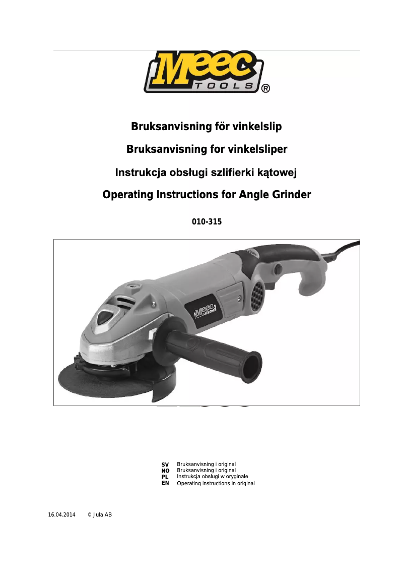 Page n°1 - Manuel utilisateur Meec Tools 010-315