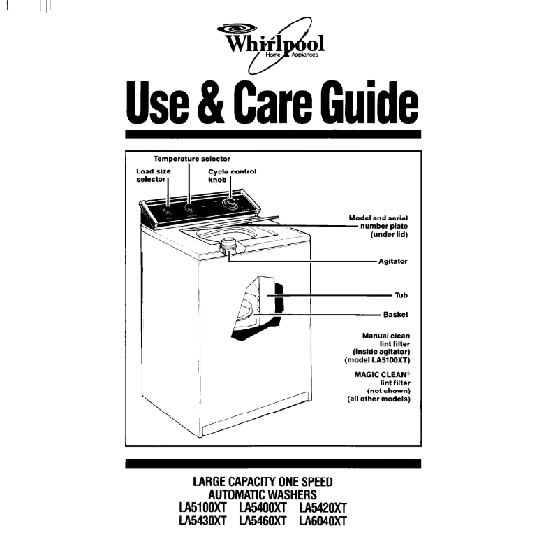 Page 1 de la notice Manuel utilisateur Whirlpool LA5460XT