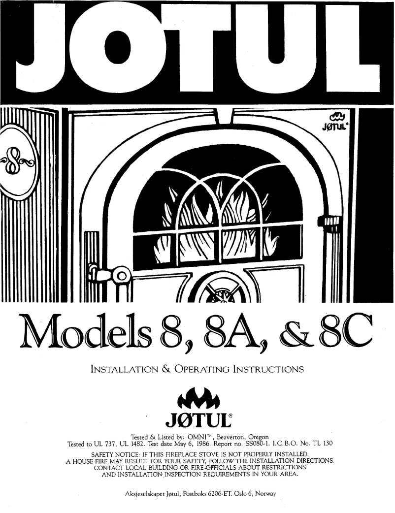 Page 1 de la notice Manuel utilisateur Jøtul 8