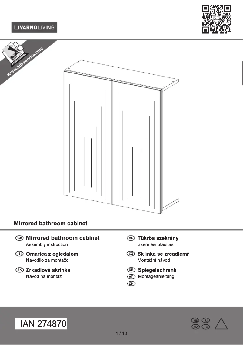 Page 1 de la notice Manuel utilisateur Livarno Lux IAN 274870